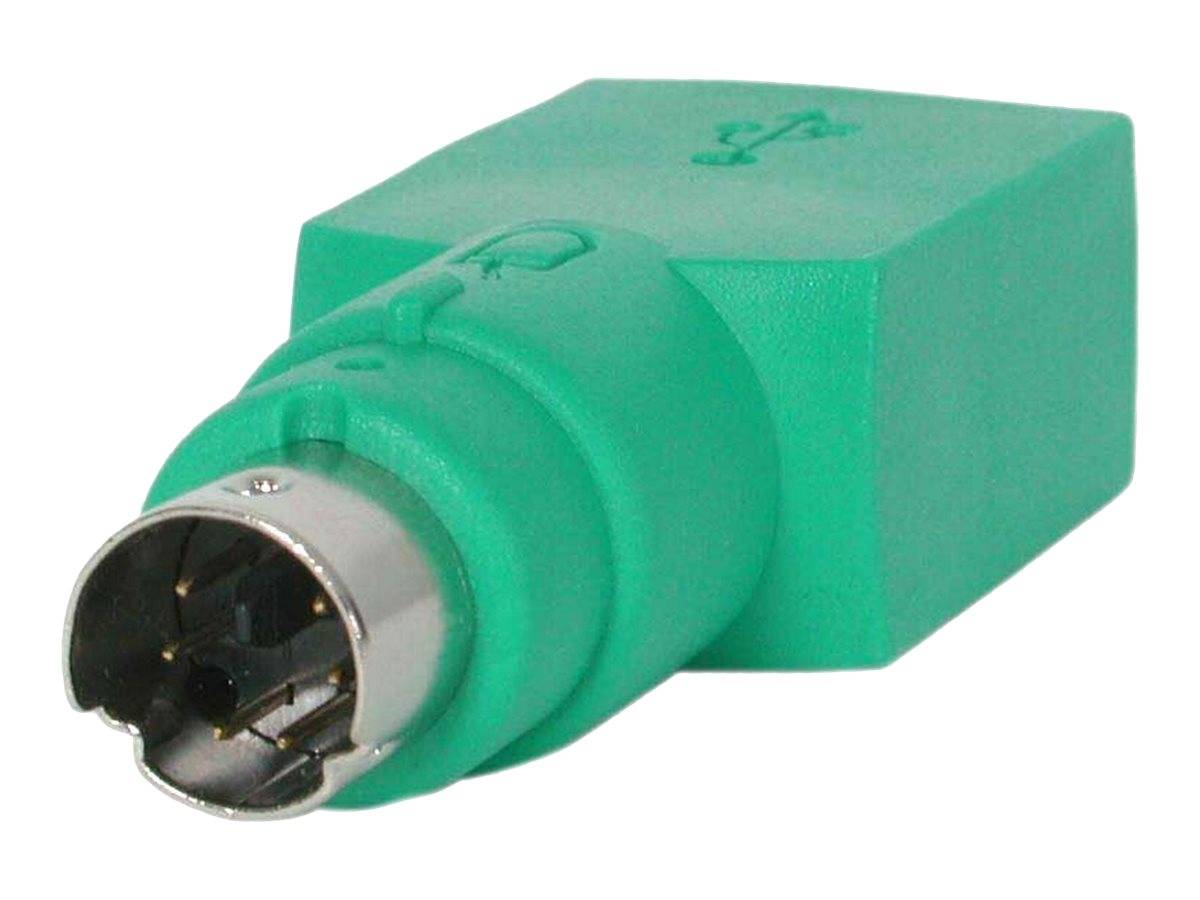 Grüner PS/2-Steckverbinder mit rundem Metallanschluss und USB-Symbol auf dem Gehäuse