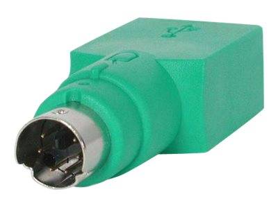 Grüner Adapter mit rundem Metallsteckerverbinder und rechteckigem Gehäuse, dargestellt auf weißem Hintergrund.