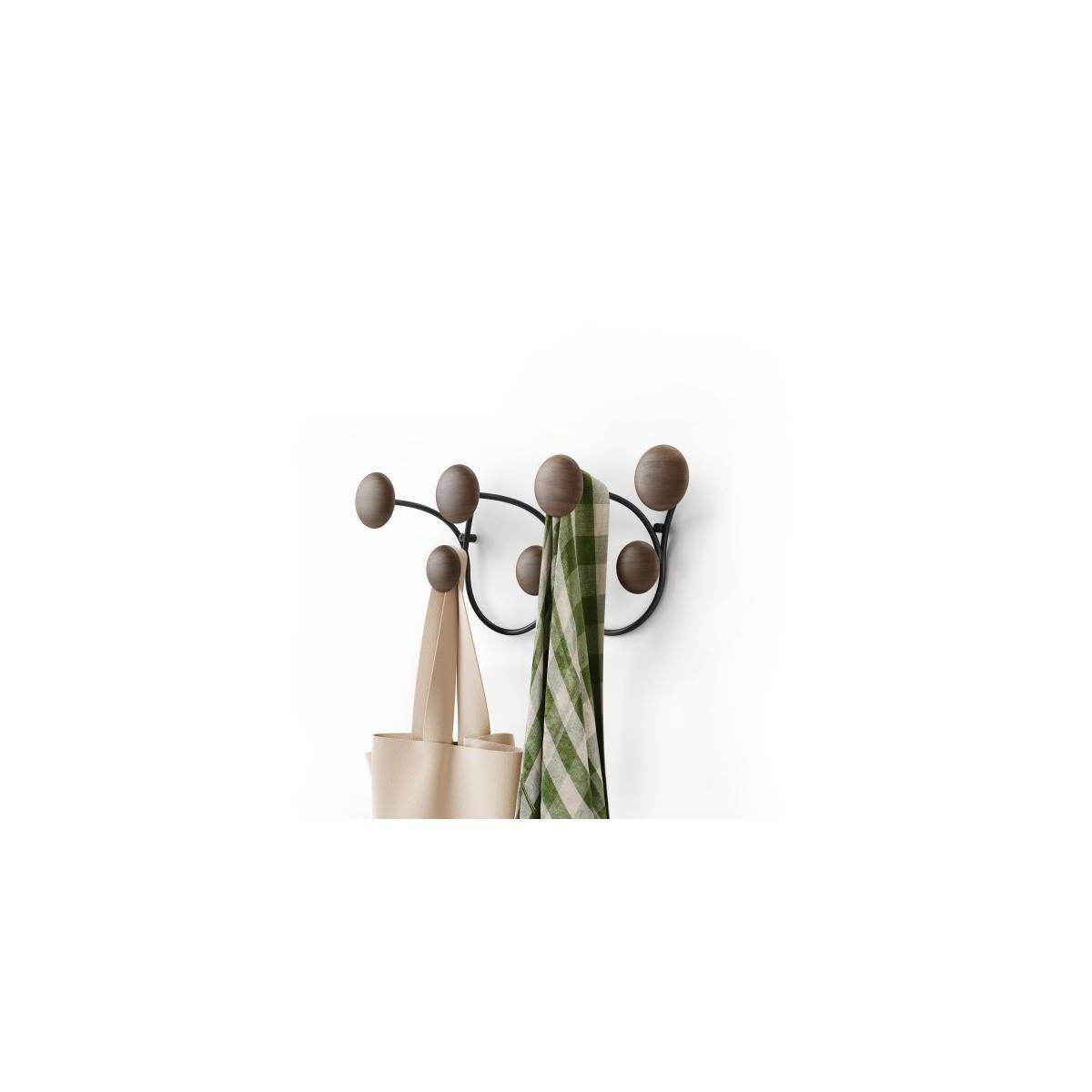 1018114-048 - DOTSY Wandgarderobe mit 7 Haken, schwarz/walnuss