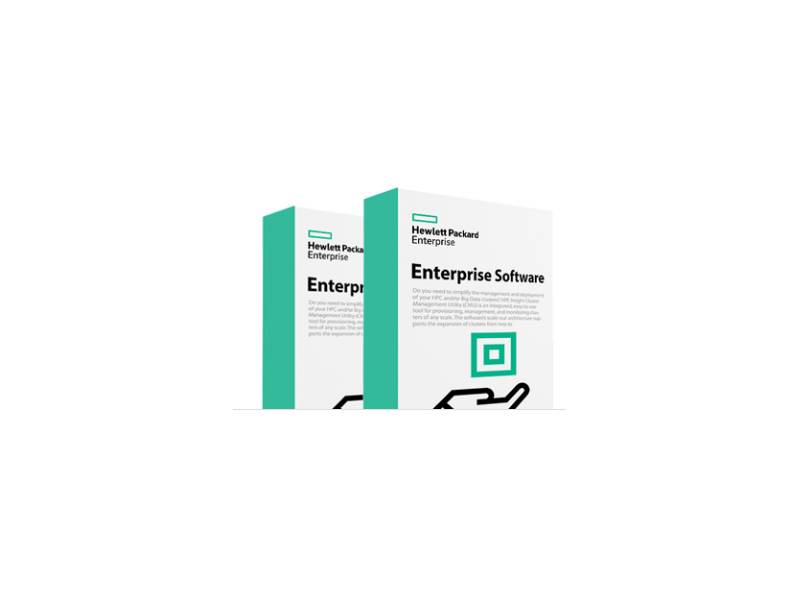 Zwei Hewlett Packard Enterprise Softwareboxen auf weißem Hintergrund, gekennzeichnet mit „Enterprise Software