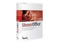 Softwarecover für 'SteuerOffice', ein deutsches Steuer- und Buchhaltungsprogramm, mit dem Haufe-Logo.