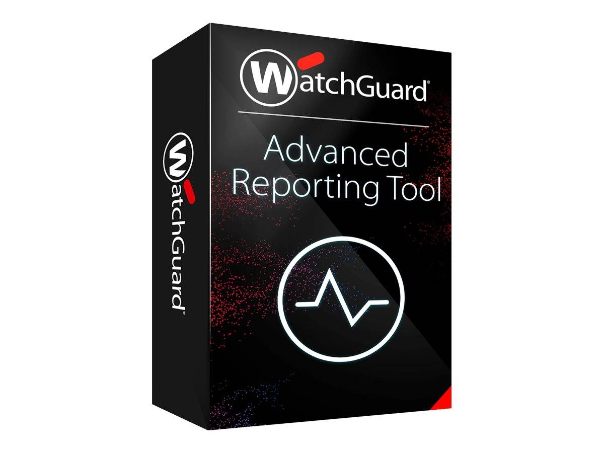 WatchGuard Advanced Reporting Tool Software-Box mit Heartbeat-ähnlichem Analysen-Symbol und WatchGuard-Branding.