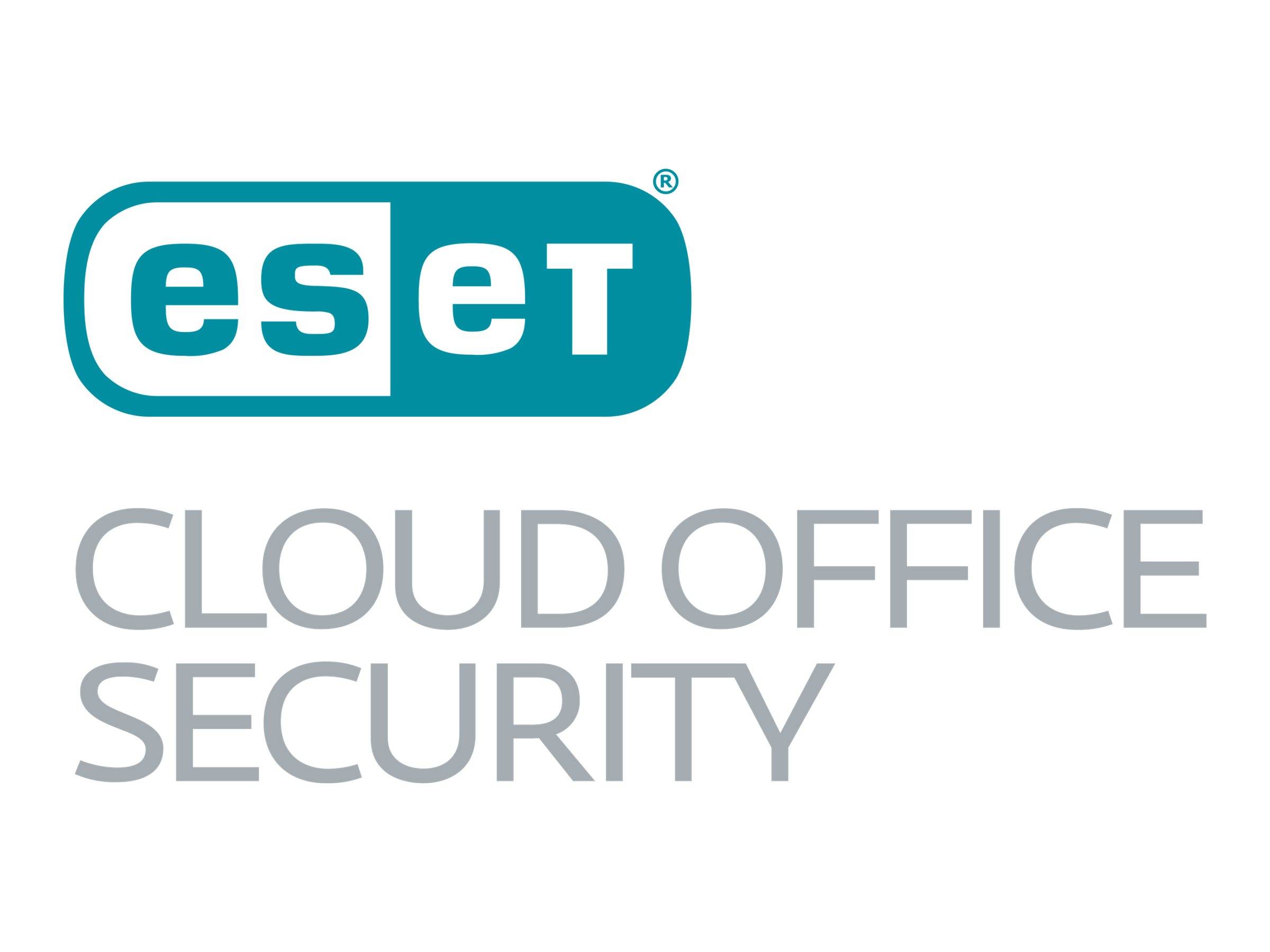 ESET Cloud Office Security Logo in Türkis- und Grautext auf weißem Hintergrund.