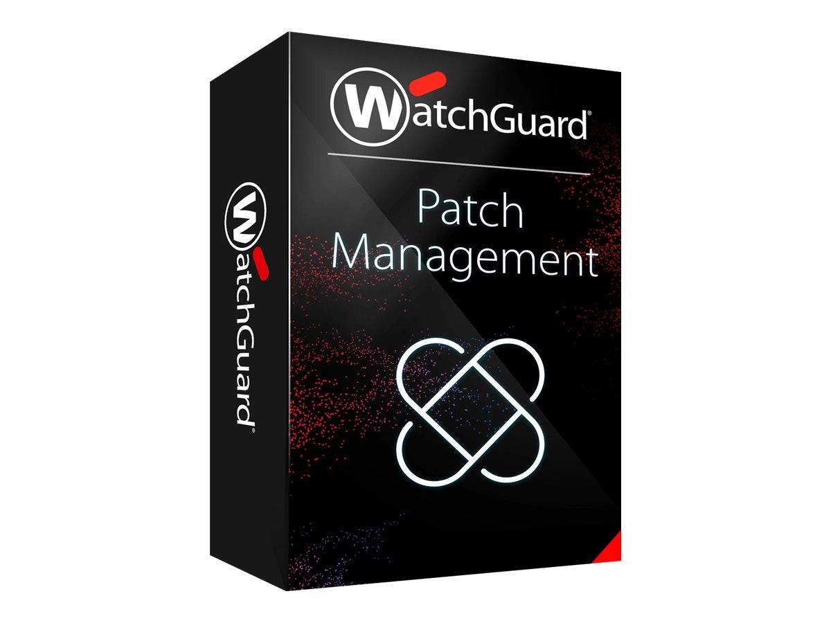 WatchGuard-Software zur Patch-Verwaltung auf einer schwarzen Verpackung mit dem WatchGuard-Logo und dem Produktnamen.
