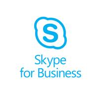 Skype for Business Logo auf weißem Hintergrund, mit einem blauen 'S' Icon über den Worten 'Skype for Business'.