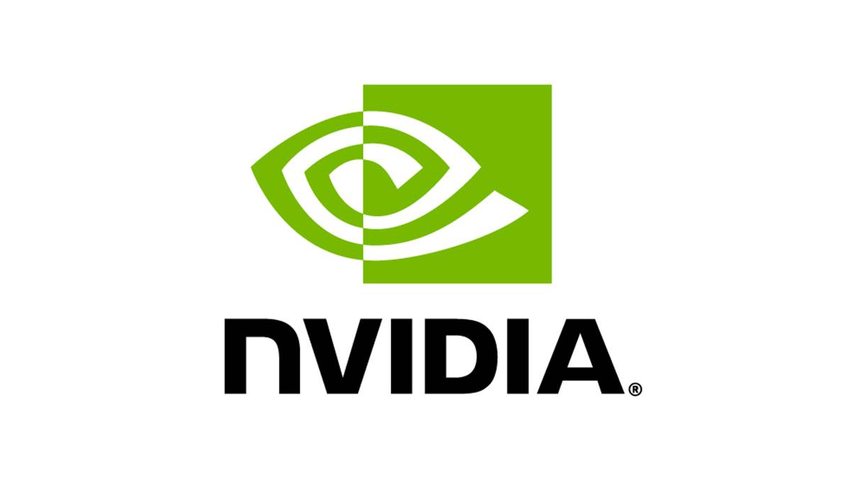 NVIDIA-Logo: grünes stilisiertes Auge über dem schwarzen Wort „nvidia