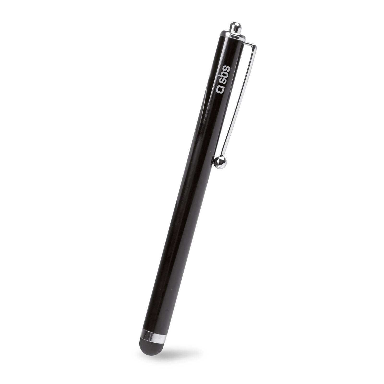 Schwarzer Stiftsstift mit silbernem Clip und Kappe, gezeigt auf weißem Hintergrund.