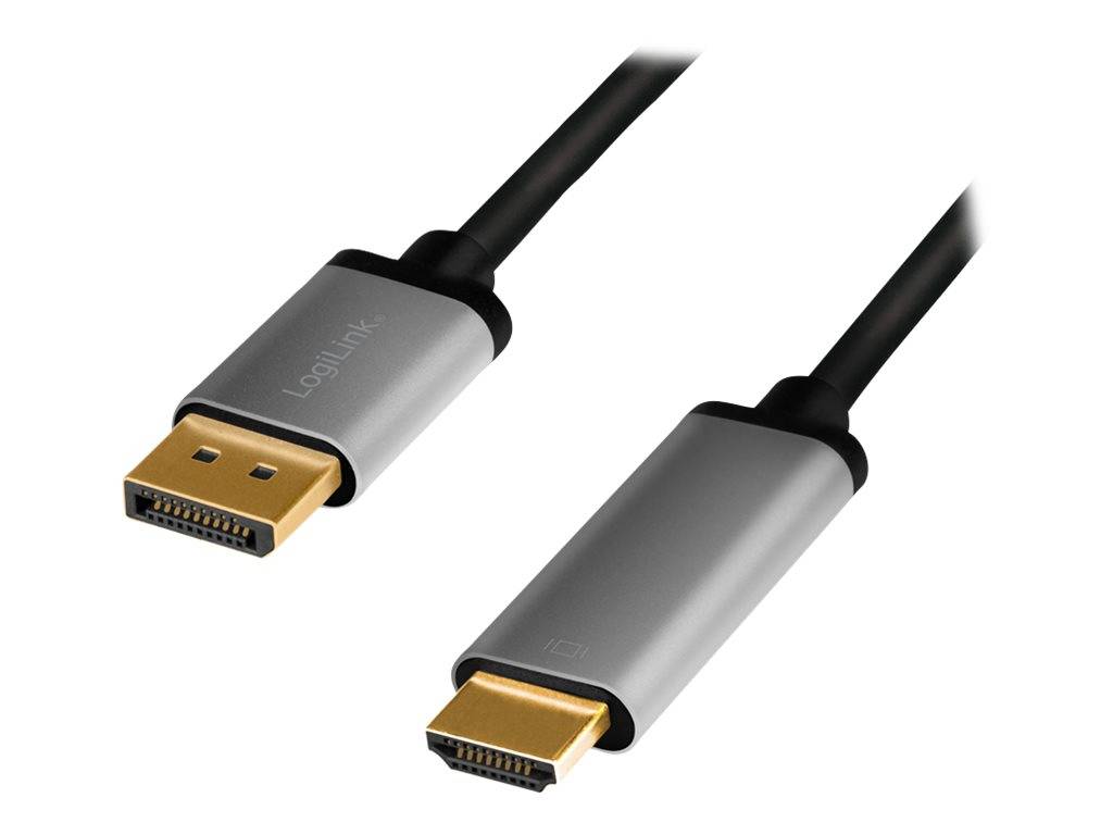 LogiLink - Adapterkabel - DisplayPort männlich bis HDMI männlich - 2 m - Dreifachisolierung - Schwarz - unterstützt 4K 60 Hz (3840 x 2160)