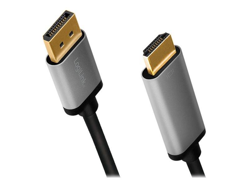 LogiLink - Adapterkabel - DisplayPort männlich bis HDMI männlich - 2 m - Dreifachisolierung - Schwarz - unterstützt 4K 60 Hz (3840 x 2160)