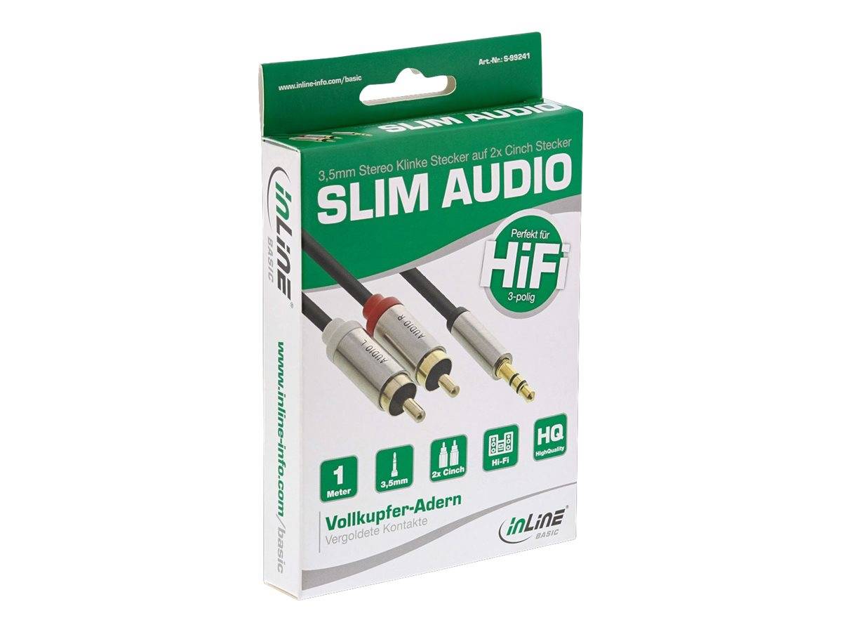 INLINE - Basic Slim Audio Kabel Klinke 3,5mm ST an 2x Cinch ST - 1m