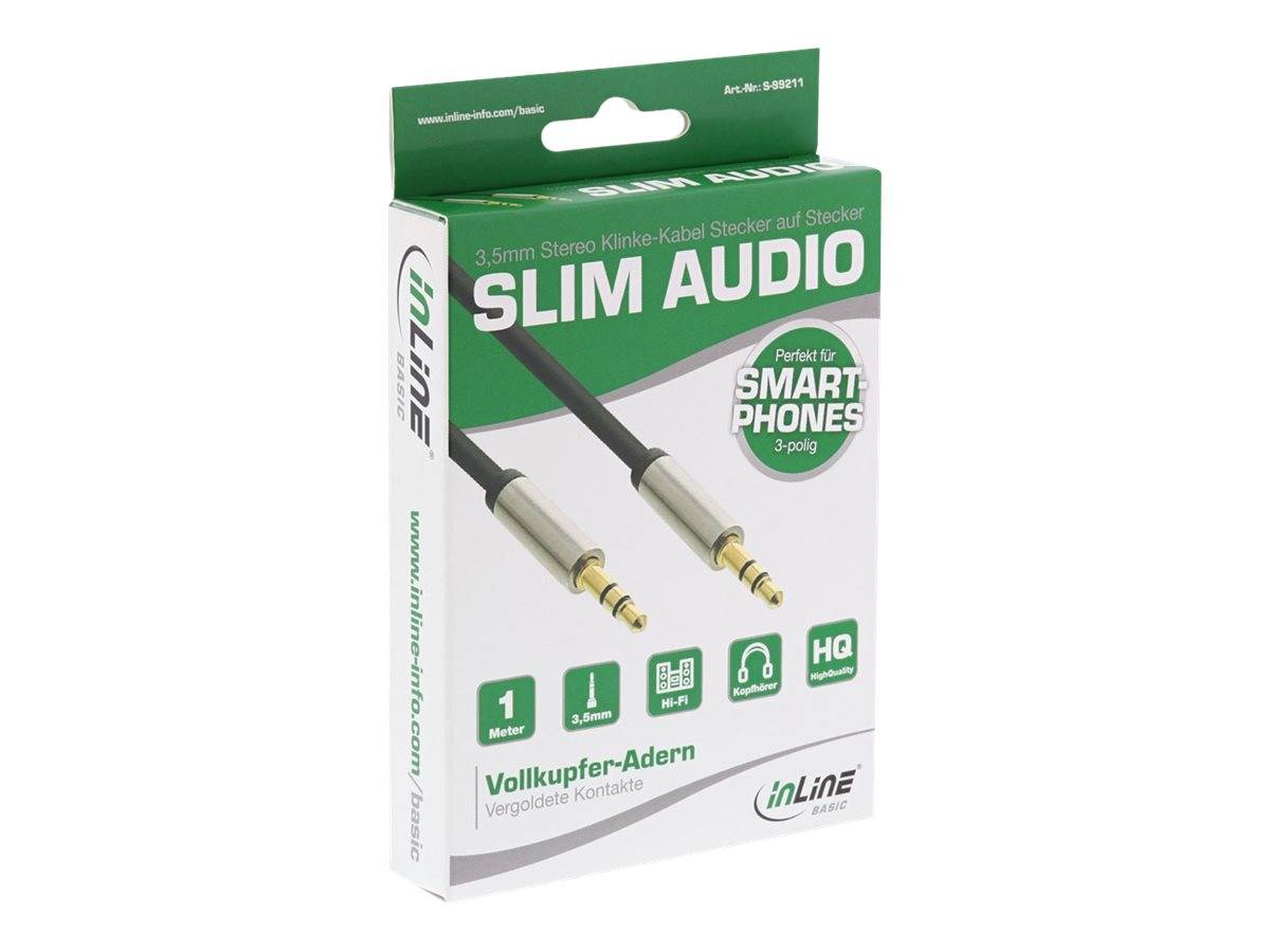 INLINE - Basic Slim Audio Cable 3.5mm M/M - Stereo - 1m