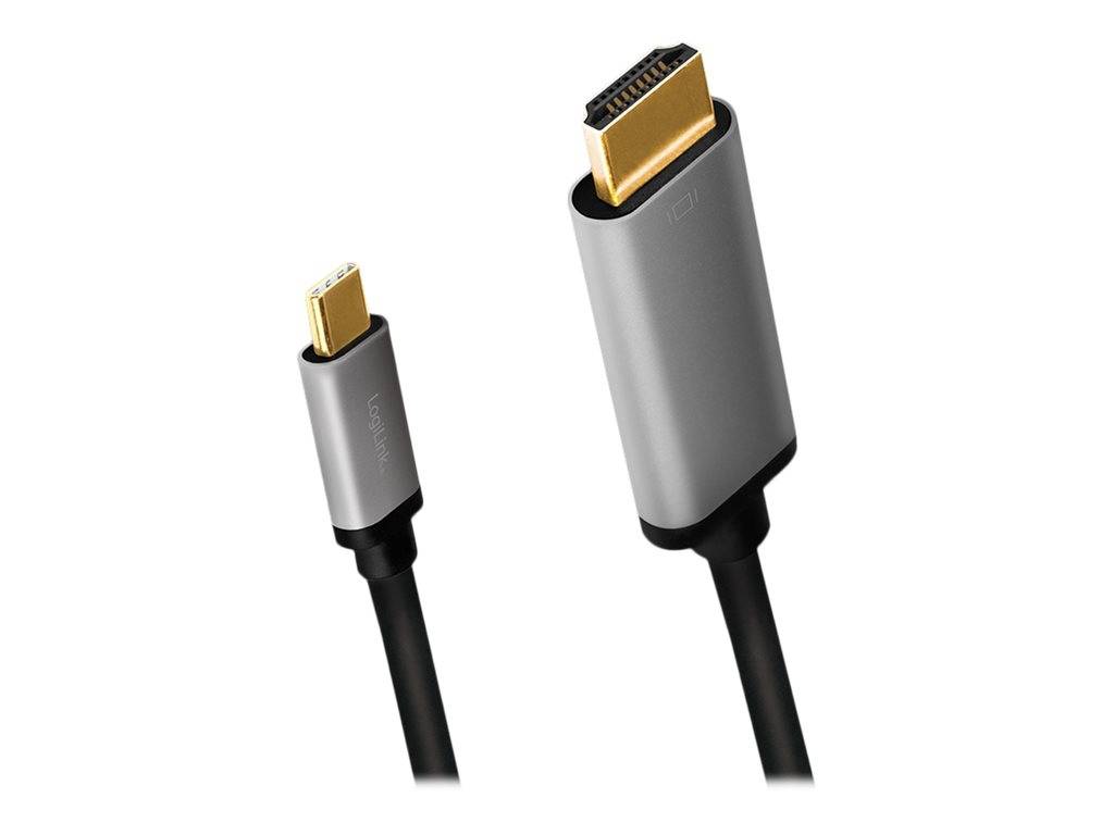 LogiLink - Adapterkabel - HDMI männlich zu 24 pin USB-C männlich - 1.8 m - Dreifachisolierung - Schwarz - unterstützt 4K
