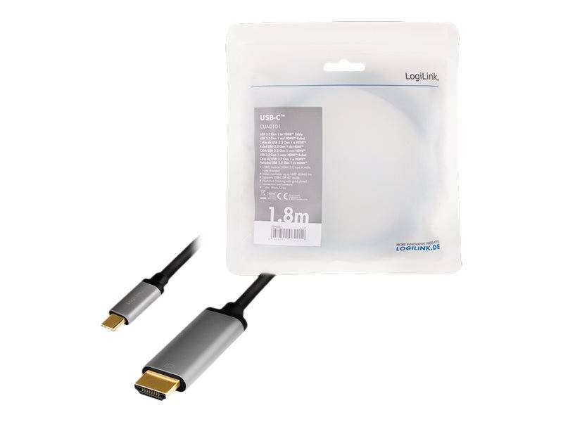 LogiLink - Adapterkabel - HDMI männlich zu 24 pin USB-C männlich - 1.8 m - Dreifachisolierung - Schwarz - unterstützt 4K