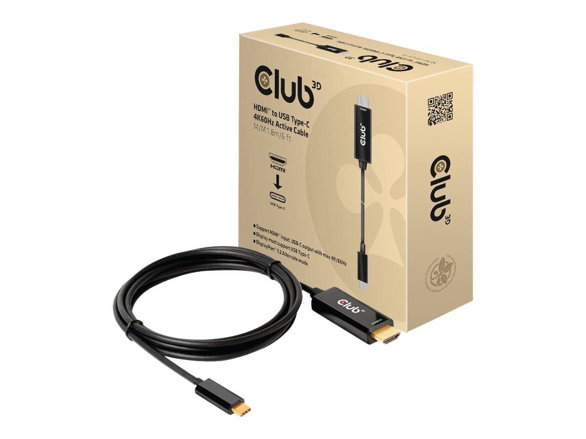 Club 3D Adapterkabel - HDMI männlich zu 24 pin USB-C männlich - 1.8 m - aktiv, unterstützt 4K 60 Hz (4096 x 2160)