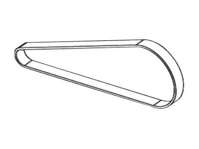 Linienzeichnung eines flachen, abgerundeten Schleife oder Gürtel ähnlichen Bandes, perspektivisch auf weißem Hintergrund dargestellt.