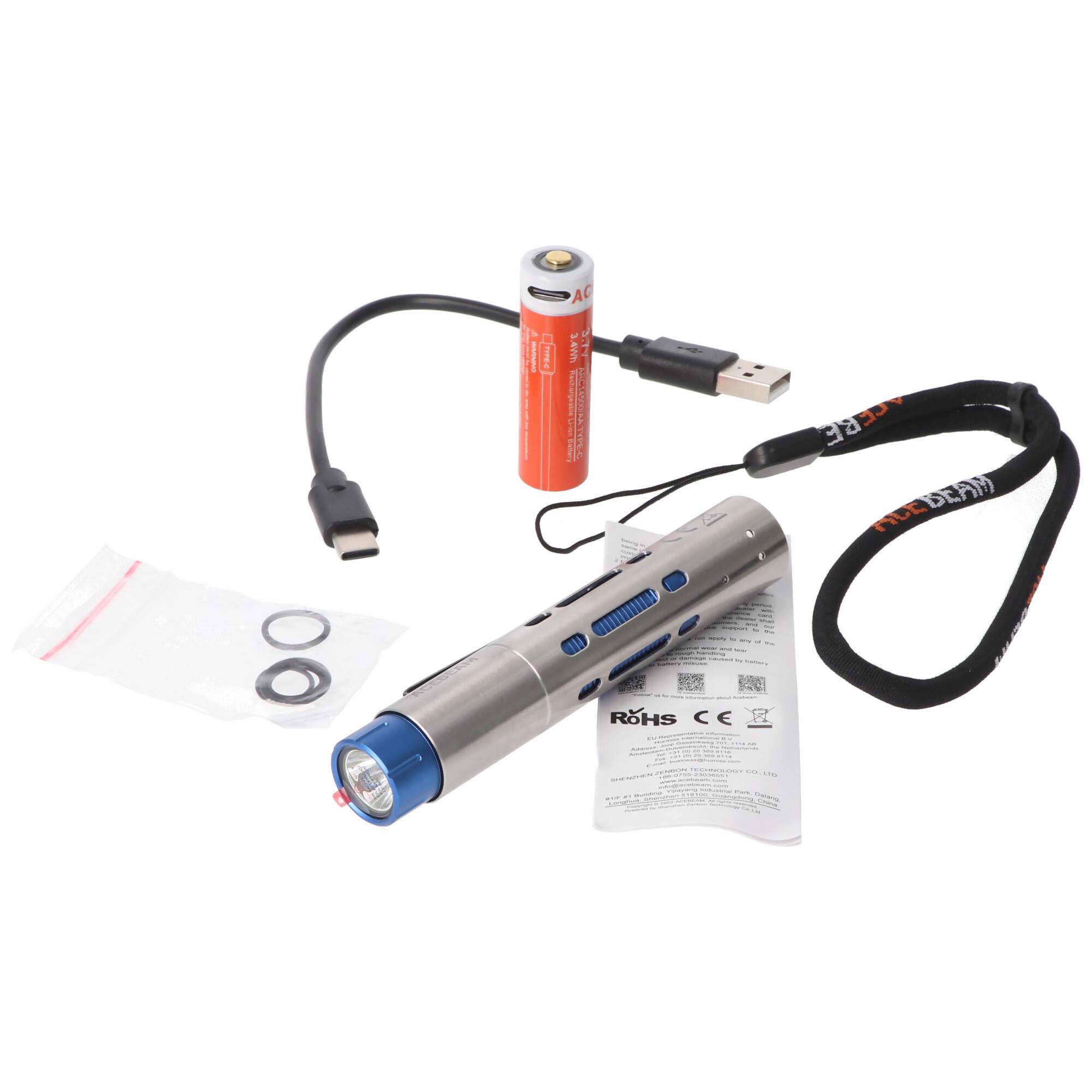 AceBeam Rider RX EDC mit 650 Lumen, kompakte LED-Taschenlampe, einhändige Bedienung, in fünf Farben erhältlich, inklusiv