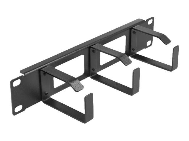 Delock - Kabelmanagement - mit 2 Öffnungen und 3 Bügel - Schwarz - 1U - 25.4 cm (10")