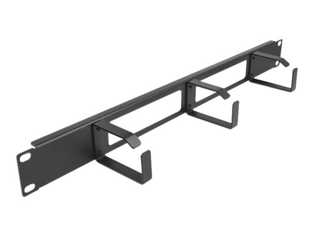 Delock - Rack-Kabelmanagementblech mit Haken - 2 Öffnungen und 3 Bügel - Schwarz - 1U - 48.3 cm (19")