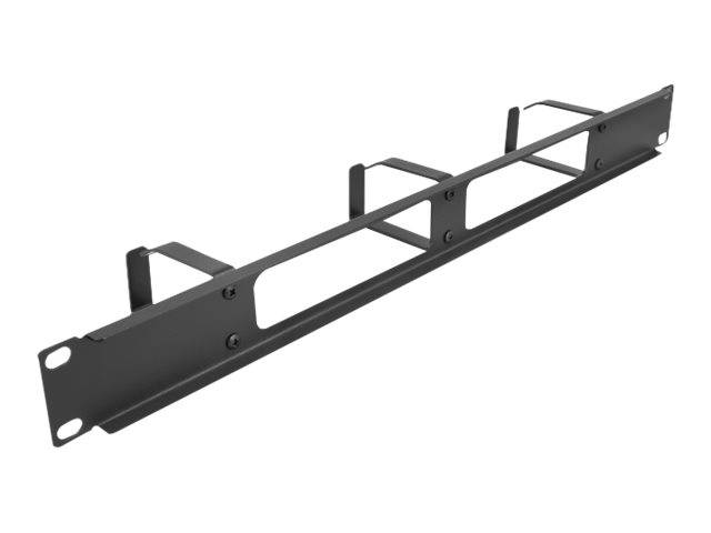 Delock - Rack-Kabelmanagementblech mit Haken - 2 Öffnungen und 3 Bügel - Schwarz - 1U - 48.3 cm (19")