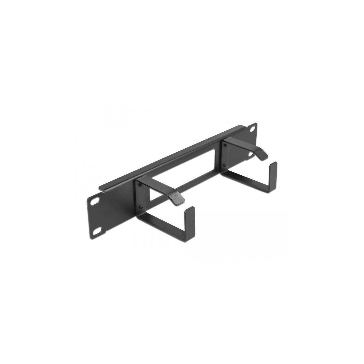 Delock Rack-Kabelmanagementblech mit Haken - 2 Bügel - Schwarz - 1U - 25.4 cm (1