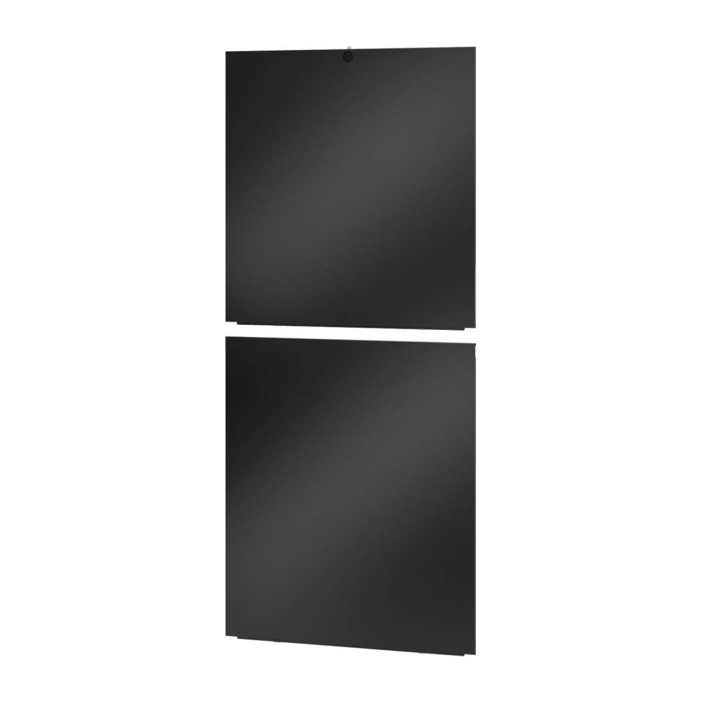 Zwei quadratische, schwarze Panels vertikal übereinander vor einem weißen Hintergrund.