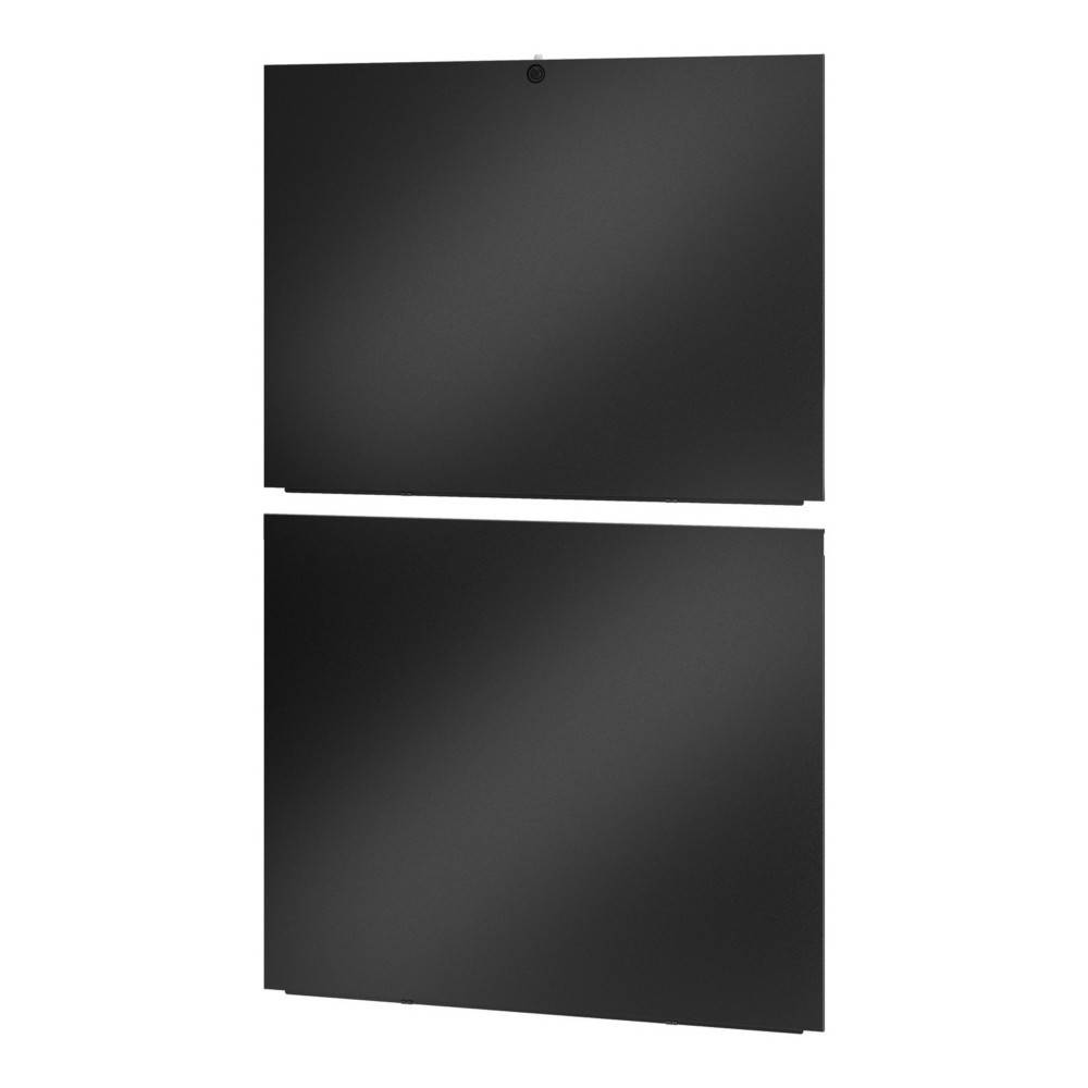 Zwei elegante schwarze Paneele, vertikal gegen einen schlichten weißen Hintergrund angeordnet.