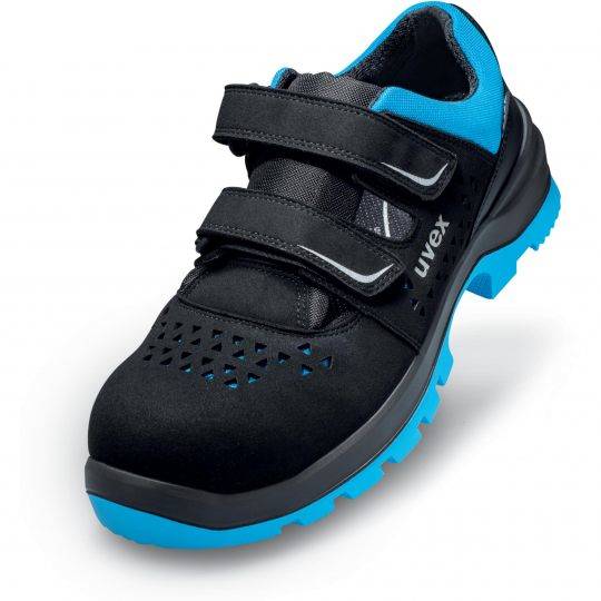 Uvex 95538, Männlich, Erwachsener, Sicherheitssandalen, Schwarz, Blau, ESD, S1, SRC, Klettverschluss