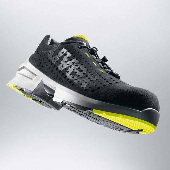 Uvex 85438, Unisex, Erwachsener, Sicherheitsschuhe, Schwarz, Limette, ESD, S1, SRC, Speed-Schnürsenkel