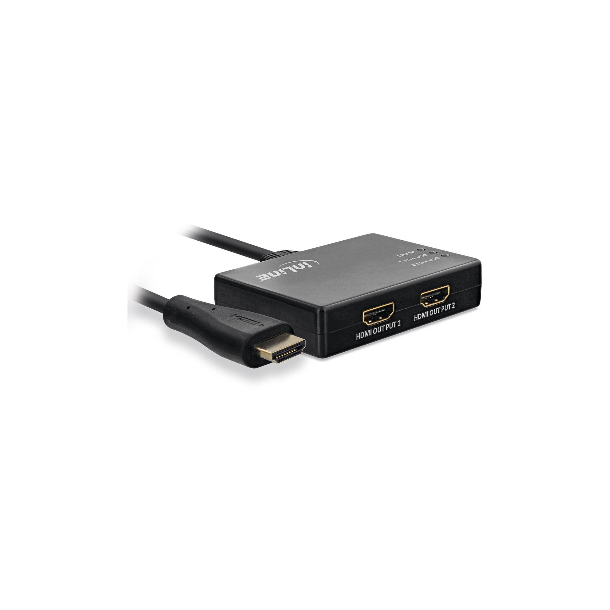 INLINE - HDMI Splitter/Verteiler - 2-fach - 4K/60Hz - mit integriertem Kabel