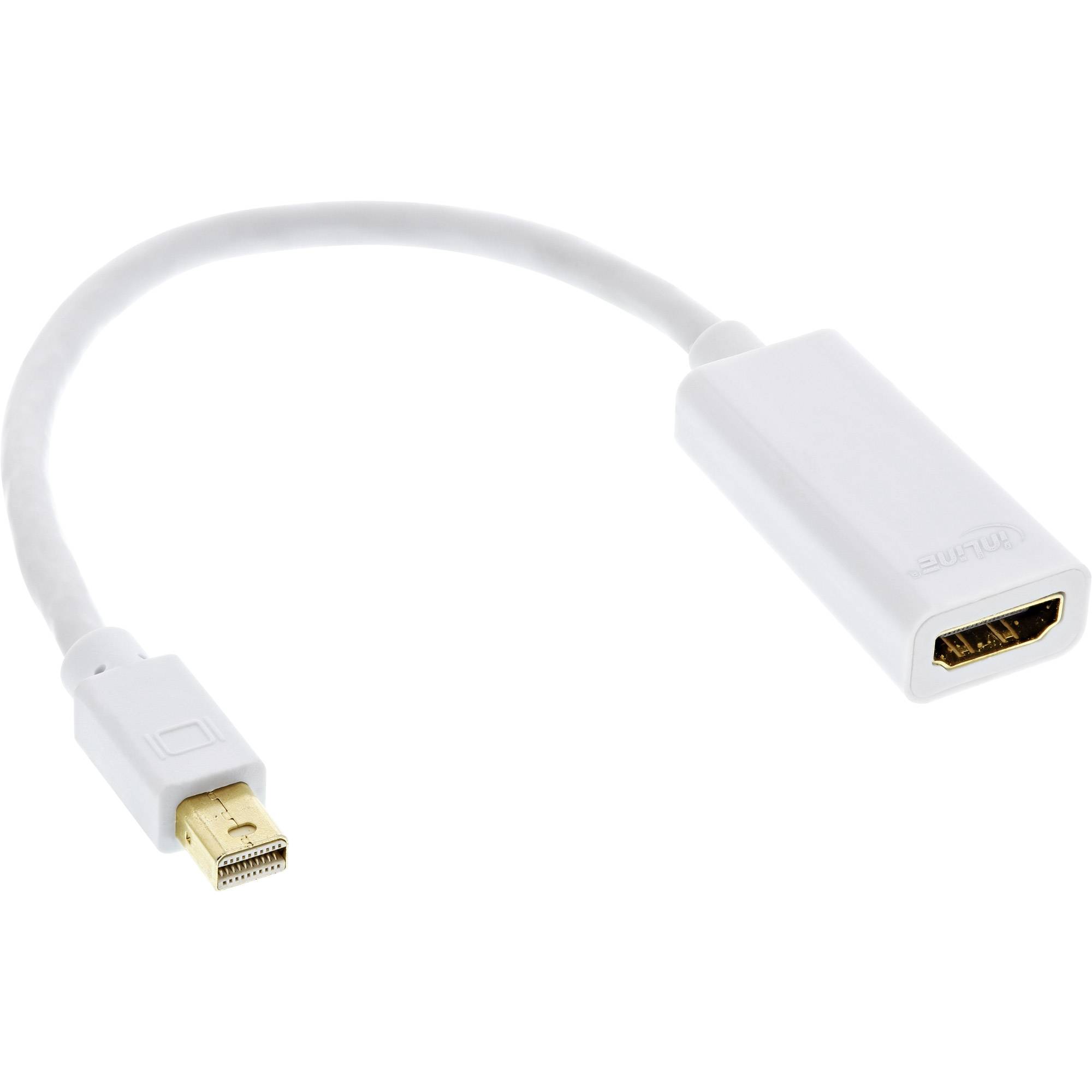 Weißes Mini-DisplayPort-zu-HDMI-Adapterkabel auf einfachem Hintergrund