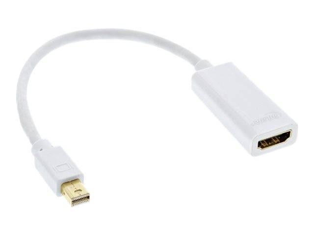 Weißes Mini-DisplayPort auf HDMI-Adapterkabel mit kurzer weißer Leitung und vergoldeten Anschlüssen