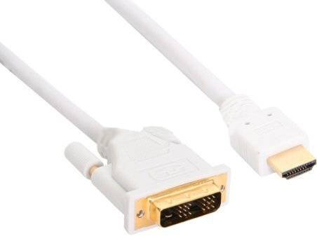 INLINE - HDMI-DVI Kabel - weiß / gold - HDMI Stecker auf DVI 18+1 Stecker - 5m