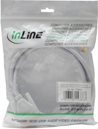 INLINE - HDMI-DVI Kabel - weiß / gold - HDMI Stecker auf DVI 18+1 Stecker - 5m