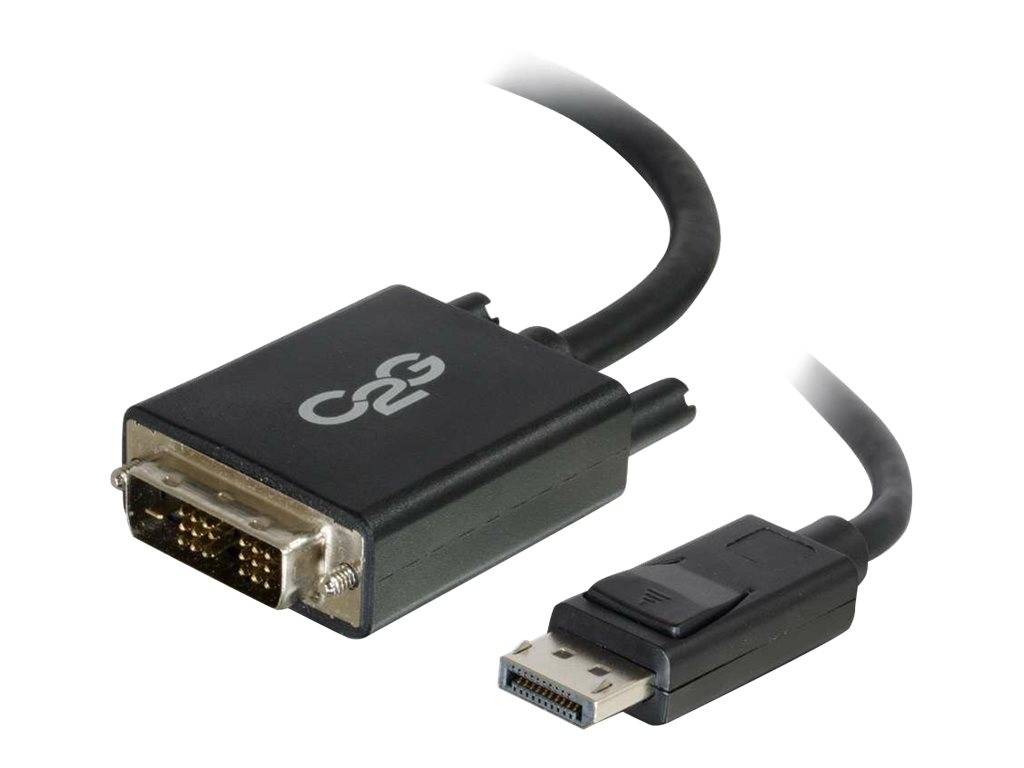 DVI-zu-DisplayPort-Adapterkabel mit schwarzen Anschlüssen, abgebildet auf weißem Hintergrund.