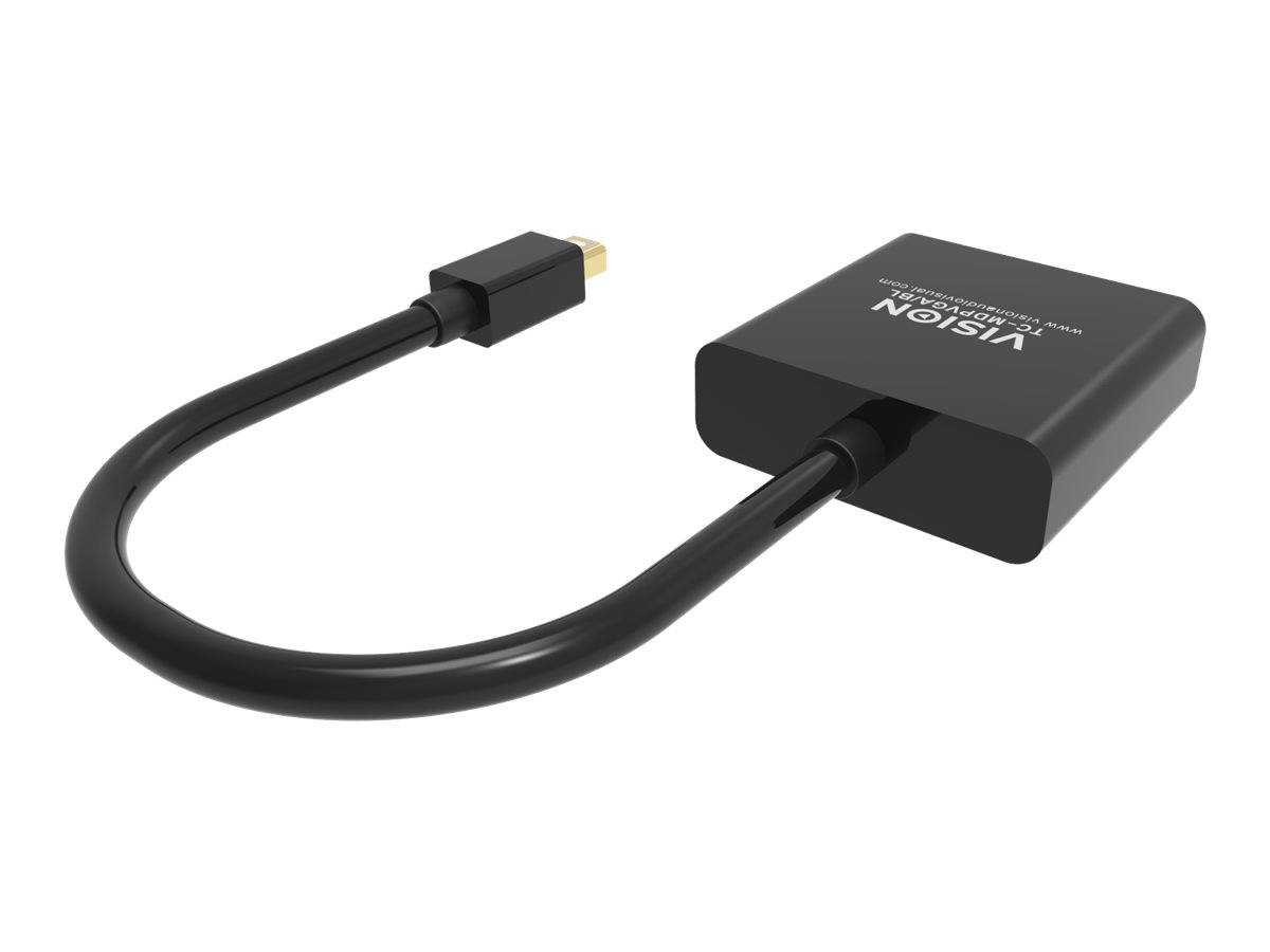 Schwarzes HDMI-Adapterkabel mit einem männlichen Stecker an einem Ende und einem kompakten rechteckigen Adapter mit der Bezeichnung 