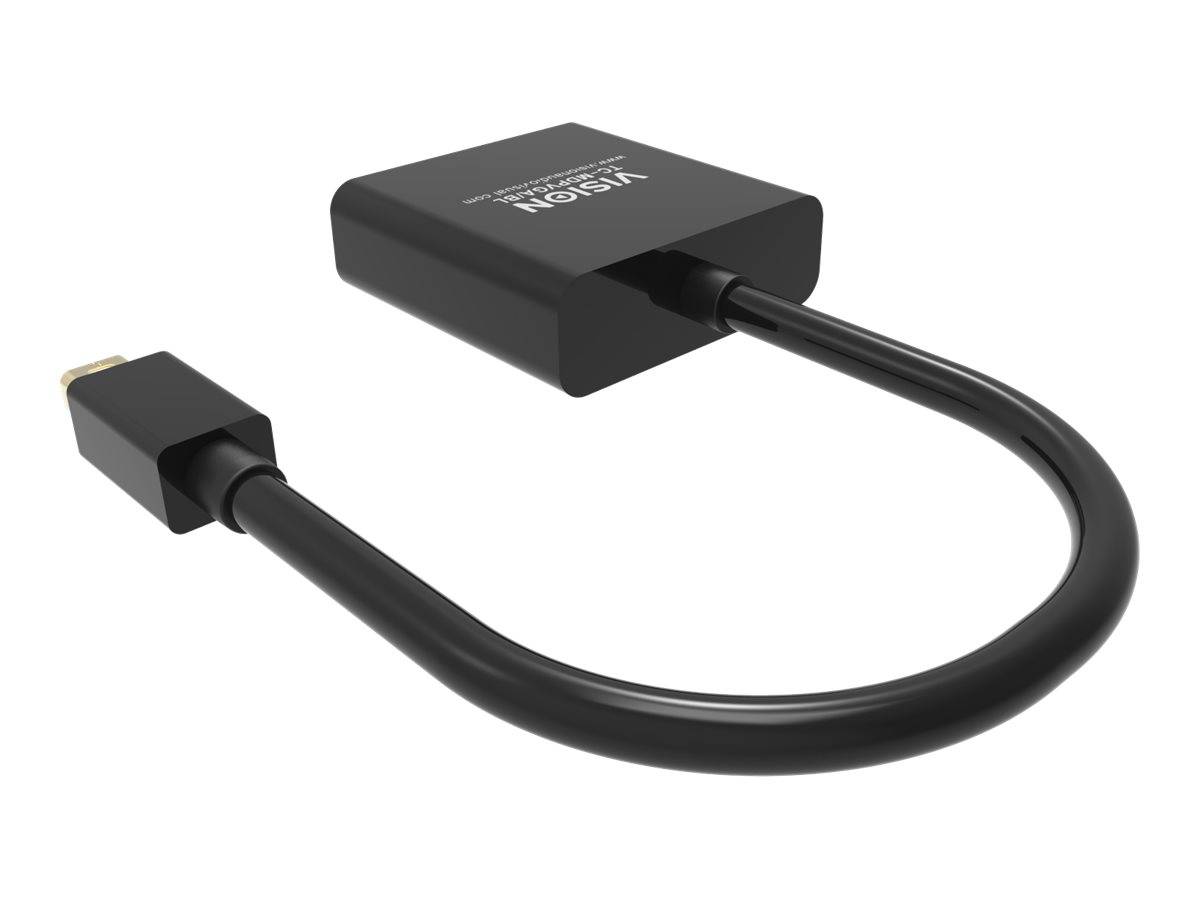 Schwarzes U-förmiges Adapterkabel mit einem USB-C-Stecker auf der einen Seite und einem gekennzeichneten rechteckigen Adaptergehäuse auf der anderen Seite.