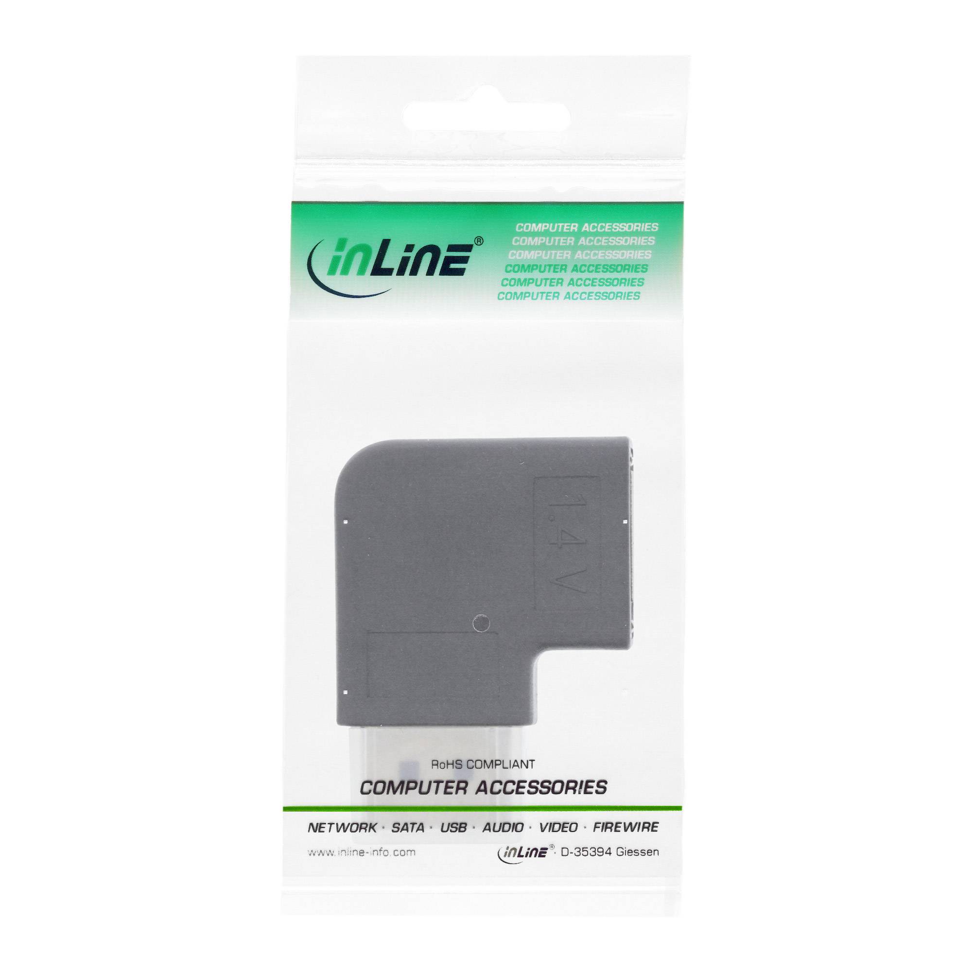 INLINE - DisplayPort Adapter - DisplayPort Stecker / Buchse links gewinkelt