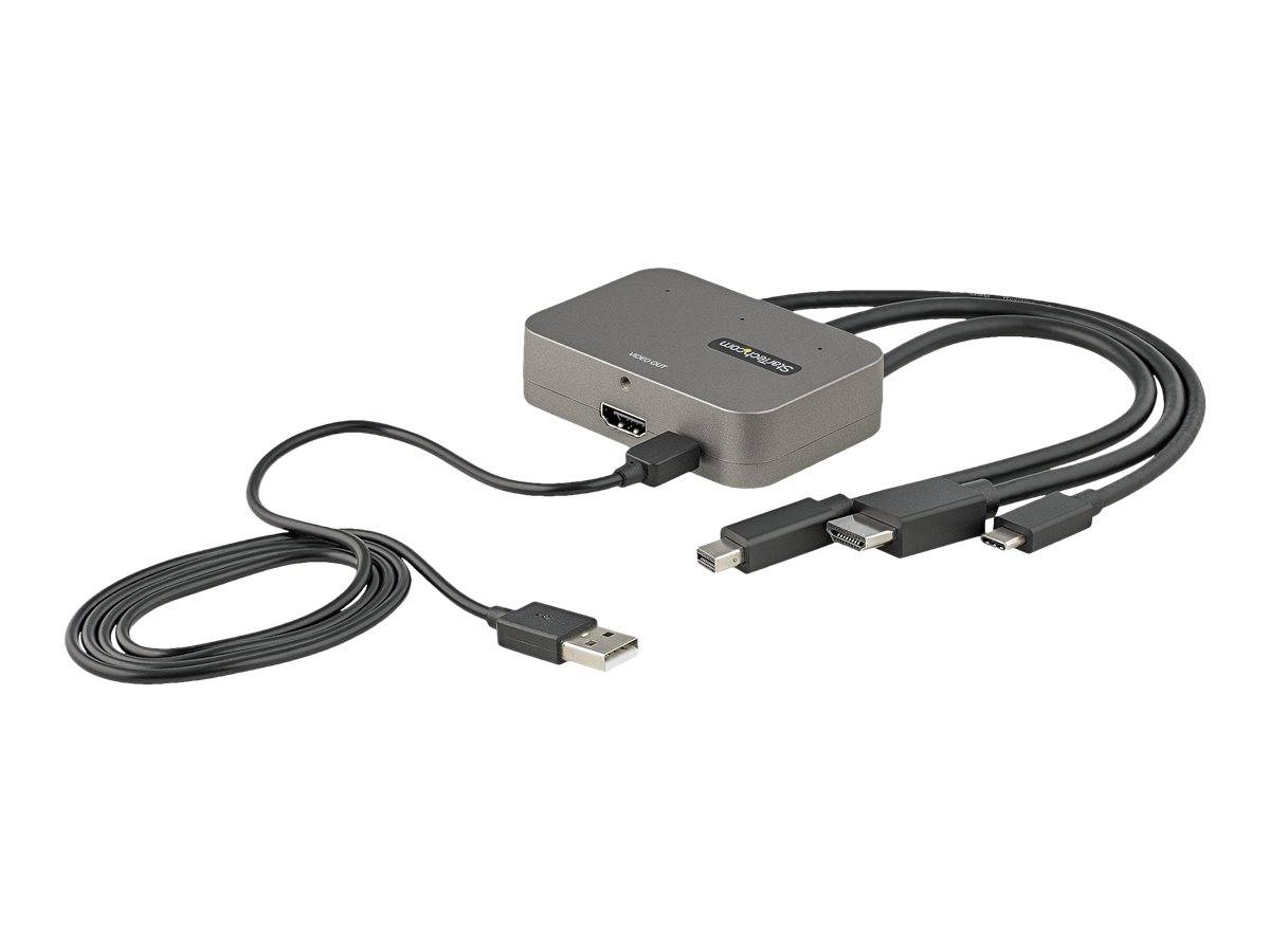 StarTech.com 3-in-1 Multiport auf HDMI Adapter - 4K 60Hz USB-C HDMI oder Mini DisplayPort auf HDMI Konverter für Konfere