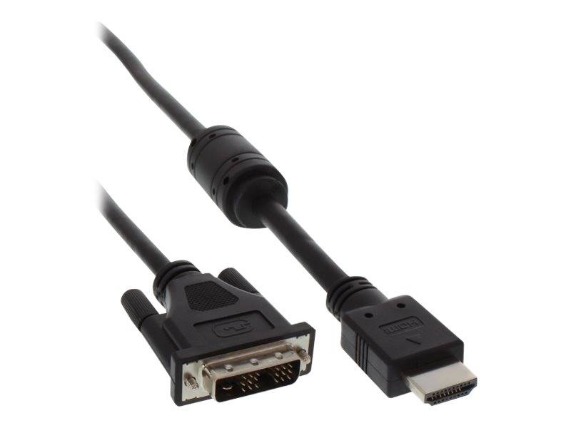 INLINE - HDMI-DVI Adapterkabel - 19pol Stecker auf 18+1 Stecker - mit Ferrit - 1m