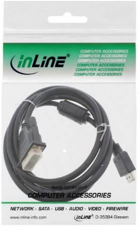 INLINE - HDMI-DVI Adapterkabel - 19pol Stecker auf 18+1 Stecker - mit Ferrit - 1m