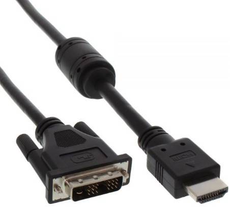 INLINE - HDMI-DVI Adapterkabel - 19pol Stecker auf 18+1 Stecker - mit Ferrit - 1m