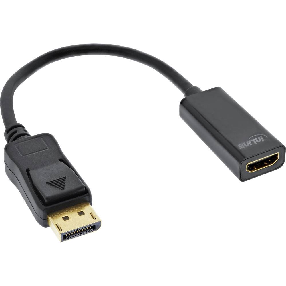 INLINE - DisplayPort zu HDMI Stecker / Buchse Adapterkabel mit Audio - 4K