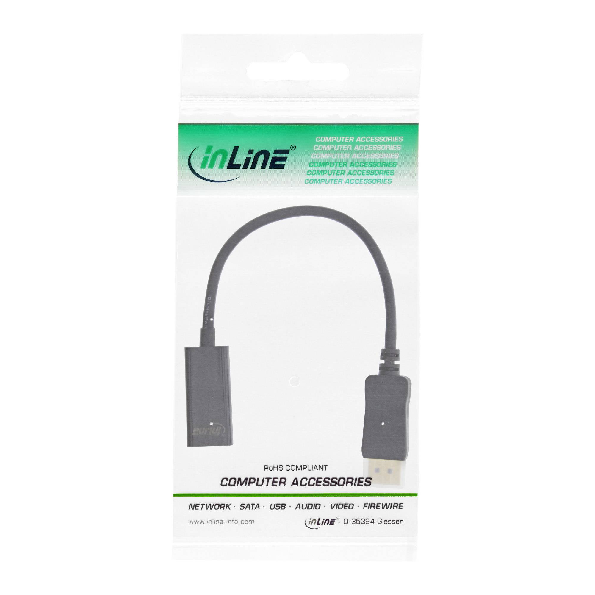 INLINE - DisplayPort zu HDMI Stecker / Buchse Adapterkabel mit Audio - 4K