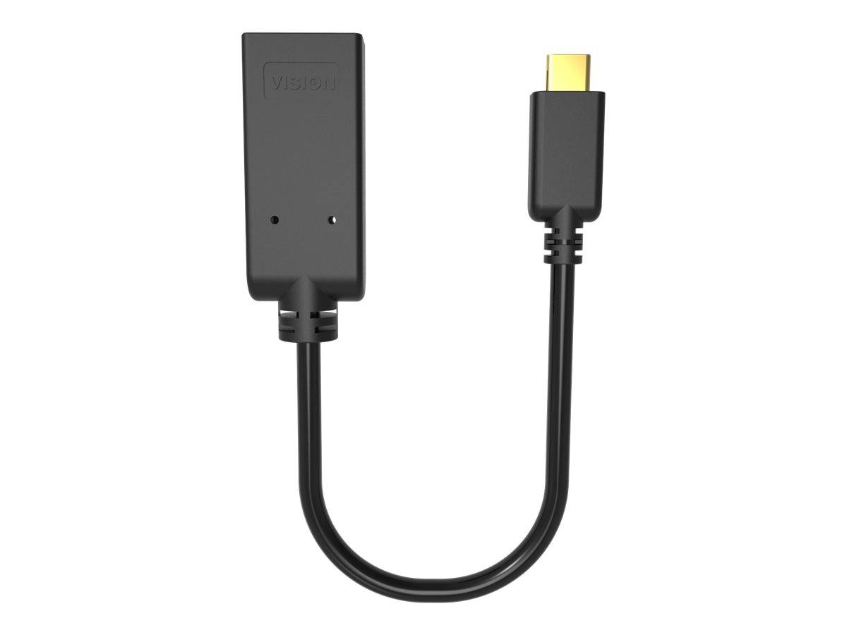 USB-C-Adapterkabel mit einem schwarzen Dongle an einem Ende und einem USB-C-Stecker am anderen Ende, gezeigt auf weißem Hintergrund.