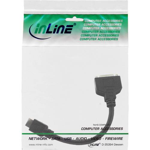 INLINE - HDMI-DVI Adapterkabel - HDMI Stecker auf DVI Buchse - 0,2m