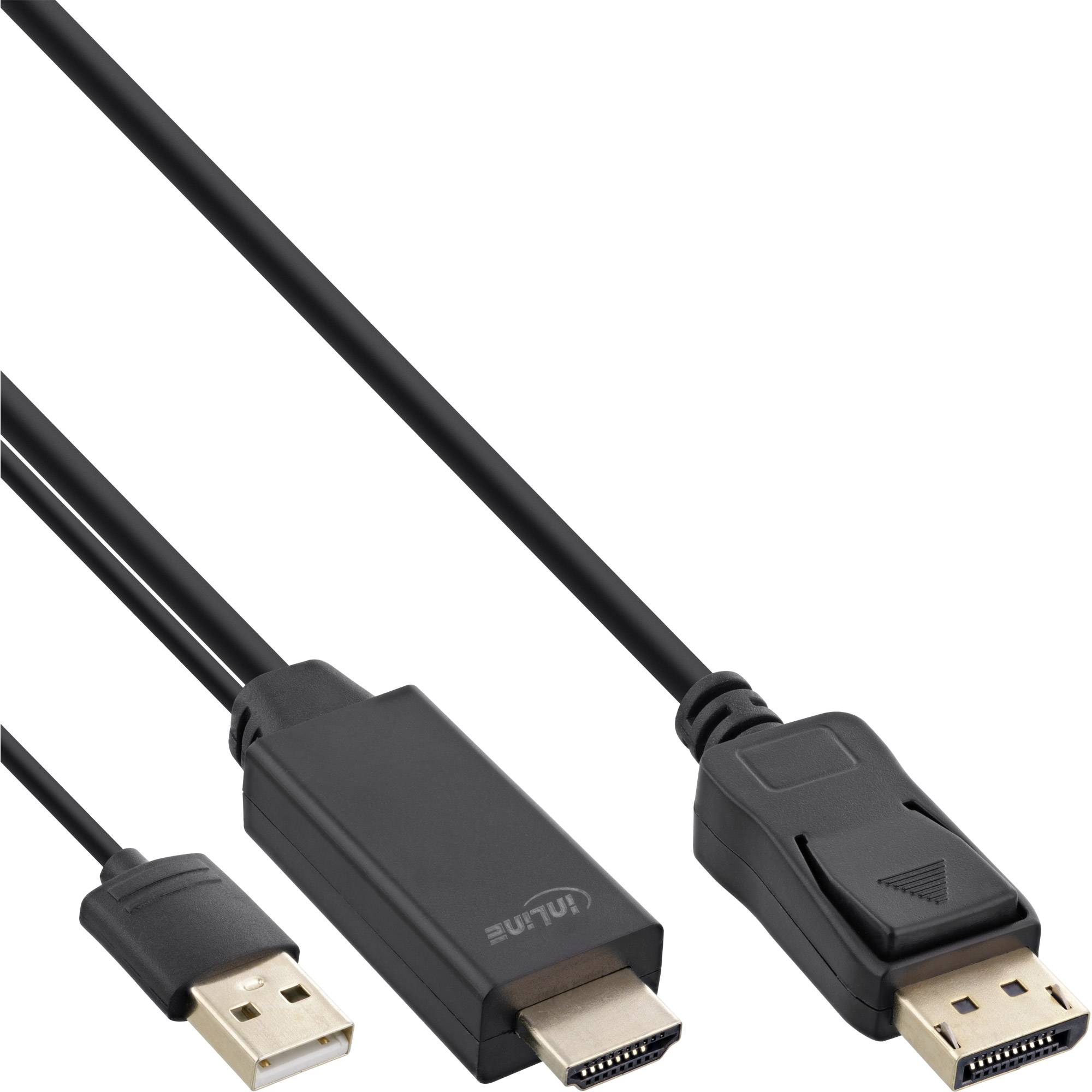 INLINE - HDMI zu DisplayPort Konverter Kabel - 4K/30Hz - schwarz - 0,5m