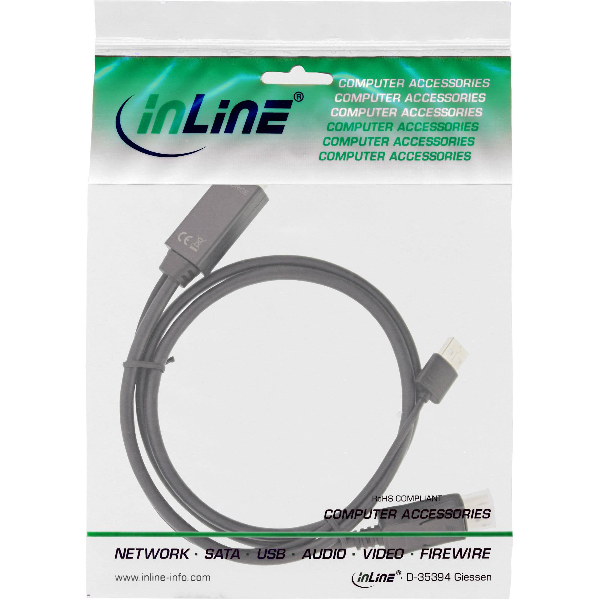 INLINE - HDMI zu DisplayPort Konverter Kabel - 4K/30Hz - schwarz - 1m