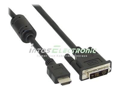 INLINE - HDMI-DVI Adapterkabel - 19pol Stecker auf 18+1 Stecker - mit Ferrit - 1,8m