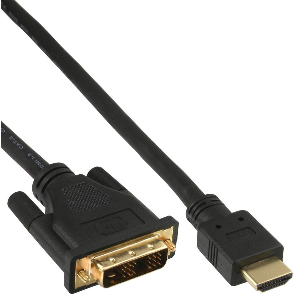 INLINE - HDMI-DVI Kabel - vergoldete Kontakte - HDMI ST auf DVI 18+1 ST - 0,3m