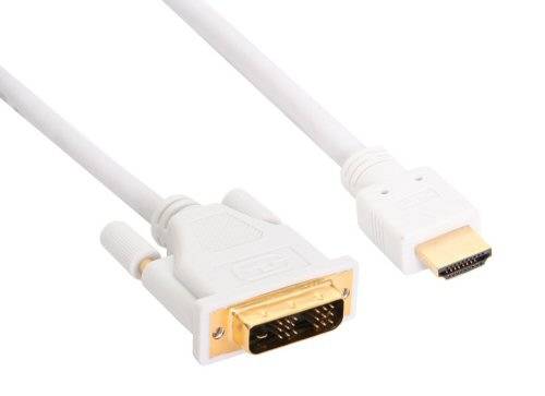 INLINE - HDMI-DVI Kabel - weiß / gold - HDMI Stecker auf DVI 18+1 Stecker - 3m